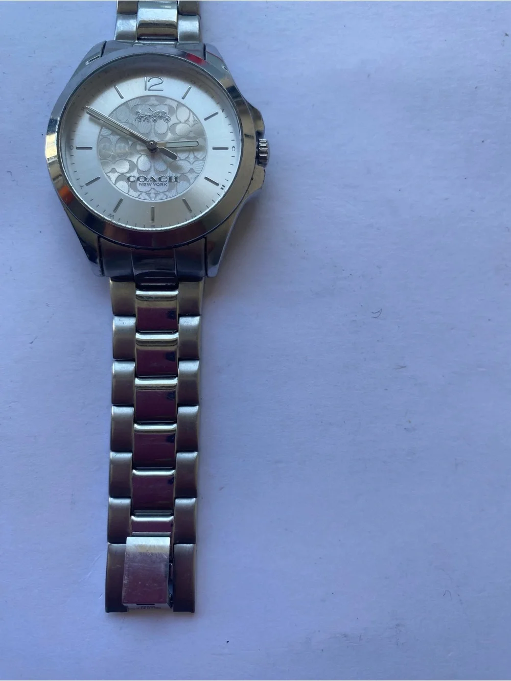 COACH Silver Stainless Steel Signature C Dial Horse Carriage Watch Y2K Preppy